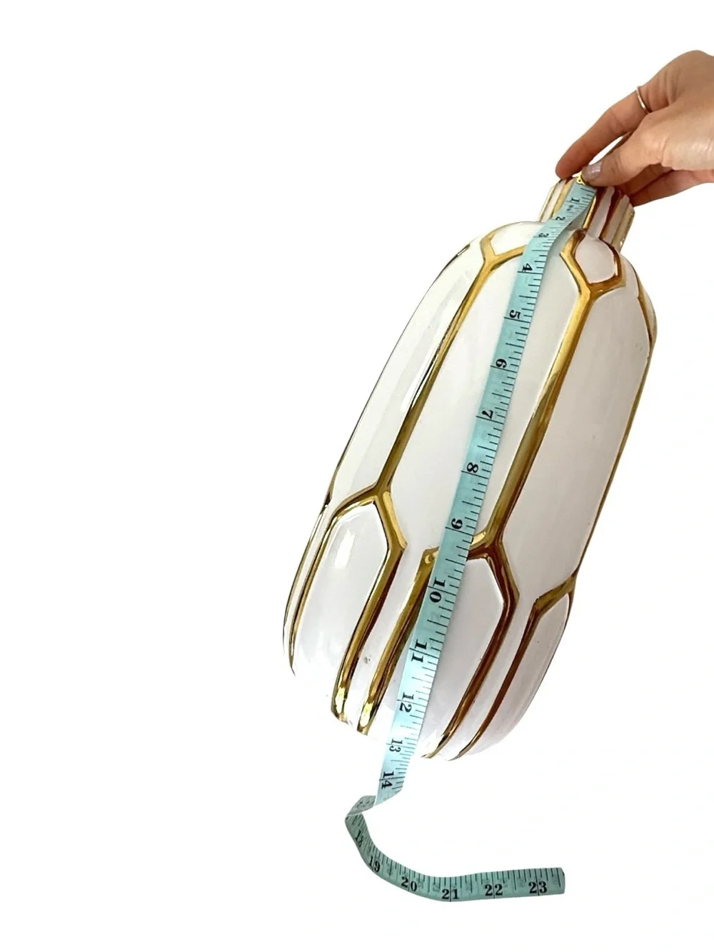 White and Gold Ceramic Decorative Vase - Brand Unspecified